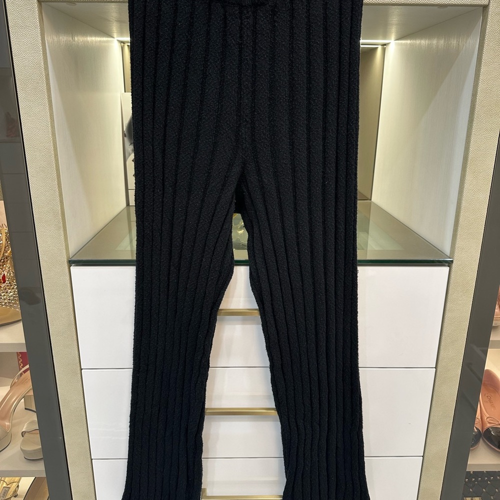 Free People Black Ribbed Track Pants Size XL - Picture 2 of 4